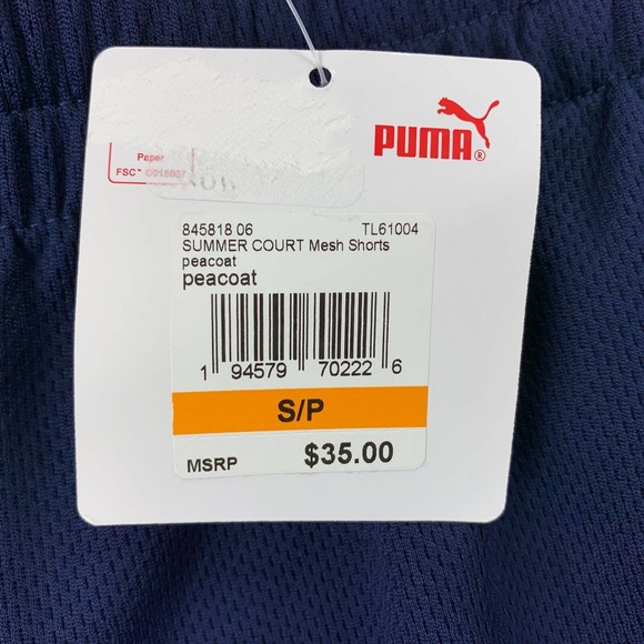 Puma Mens Summer Court Regular Fit 10" Mesh Shorts Navy Blue S - Picture 2 of 5